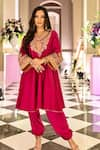 Buy_Sheetal Batra_Pink Choga Silk Chanderi Embroidery Kashmiri Tilla Mehrish Yoke And Salwar Set _at_Aza_Fashions