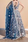 Shop_Samyukta Singhania_Blue Net Embroidery Floral Vines Leaf Navy Lehenga Set _at_Aza_Fashions