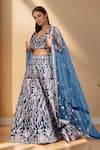 Buy_Samyukta Singhania_Blue Net Embroidery Floral Vines Leaf Navy Lehenga Set _Online_at_Aza_Fashions