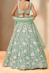 Shop_Samyukta Singhania_Green Polyester, Net Embroidery, Sequins, Zari Floral Applique Lehenga Set _at_Aza_Fashions