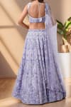 Shop_Samyukta Singhania_Purple Polyester, Net, Silk Sequins, Zari Floral Thread Embroidered Lehenga Set _at_Aza_Fashions