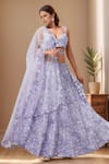 Shop_Samyukta Singhania_Purple Polyester, Net, Silk Sequins, Zari Floral Thread Embroidered Lehenga Set _Online_at_Aza_Fashions