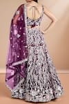 Shop_Samyukta Singhania_Burgundy Net, Linen Sequins, Zari, Stones, Embroidery Floral Vine Lehenga Set _at_Aza_Fashions