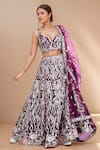 Buy_Samyukta Singhania_Burgundy Net, Linen Sequins, Zari, Stones, Embroidery Floral Vine Lehenga Set _Online_at_Aza_Fashions