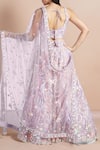 Shop_Samyukta Singhania_Purple Net Embroidery Floral Vines Leaf Zari Lehenga Set _at_Aza_Fashions