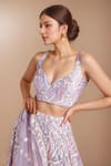 Buy_Samyukta Singhania_Purple Net Embroidery Floral Vines Leaf Zari Lehenga Set 