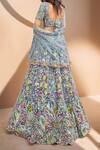 Shop Samyukta Singhania Blue Net Beads, Sequins, Stones, Embroidery Turquoise Garden Lehenga Set at Aza Fashions Shop_Samyukta Singhania_Blue Net Beads, Sequins, Stones, Embroidery Turquoise Garden Lehenga Set_at_Aza_Fashions