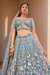 Buy Samyukta Singhania Blue Net Beads, Sequins, Stones, Embroidery Turquoise Garden Lehenga Set Online at Aza Fashions Buy_Samyukta Singhania_Blue Net Beads, Sequins, Stones, Embroidery Turquoise Garden Lehenga Set_Online_at_Aza_Fashions