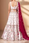 Shop_Samyukta Singhania_Cream Polyester, Georgette Sequins, Pearls Floral Thread Embroidered Lehenga Set _at_Aza_Fashions