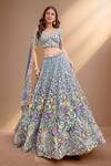Buy Samyukta Singhania Blue Net Beads, Sequins, Stones, Embroidery Turquoise Garden Lehenga Set at Aza Fashions Buy_Samyukta Singhania_Blue Net Beads, Sequins, Stones, Embroidery Turquoise Garden Lehenga Set_at_Aza_Fashions