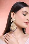 Shop_Moh-Maya By Disha Khatri_Multi Color Stones, Beads Moon Floral Carved Danglers_Online_at_Aza_Fashions