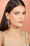 Shop_Moh-Maya By Disha Khatri_Yellow Crystals Cubic Zirconia Danglers With Citrine _Online_at_Aza_Fashions