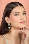 Moh-Maya By Disha Khatri_Yellow Crystals Cubic Zirconia Danglers With Citrine _at_Aza_Fashions