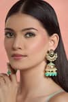 Shop_Moh-Maya By Disha Khatri_Green Crystals, Beads, Diamonds Gold Plated Floral Moissanite Danglers _Online_at_Aza_Fashions