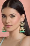 Moh-Maya By Disha Khatri_Green Crystals, Beads, Diamonds Gold Plated Floral Moissanite Danglers _at_Aza_Fashions