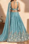 Shop_Samyukta Singhania_Blue Polyester, Georgette Sequins, Zari, Embroidered Flower Vine Lehenga Set _at_Aza_Fashions