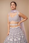 Samyukta Singhania_Purple Polyester, Net Embroidery, Sequins Floral Sequence Lehenga Set _Online_at_Aza_Fashions