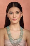 Moh-Maya By Disha Khatri_Blue Layered Moissanite Polki Necklace _Online_at_Aza_Fashions