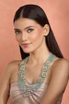 Buy_Moh-Maya By Disha Khatri_Blue Layered Moissanite Polki Necklace _Online_at_Aza_Fashions