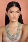 Shop_Moh-Maya By Disha Khatri_Blue Layered Moissanite Polki Necklace _Online_at_Aza_Fashions