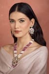 Buy_Moh-Maya By Disha Khatri_Red Pearls, Crystals, Cut Work, Diamonds Gold Plated And Ruby Necklace Set 