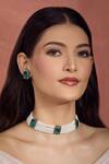 Buy Moh-Maya By Disha Khatri Emerald Green Pearls, Stones, Crystals Choker And Earring Set Online at Aza Fashions Buy_Moh-Maya By Disha Khatri_Emerald Green Pearls, Stones, Crystals Choker And Earring Set _Online_at_Aza_Fashions
