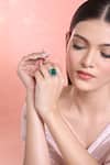 Buy_Moh-Maya by Disha Khatri_Emerald Green Crystals, Stones Cubic Zirconia Ring _at_Aza_Fashions