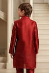 Shop_Arihant Rai Sinha_Maroon Silk Embroidery Blossom Vine Kurta Set _at_Aza_Fashions