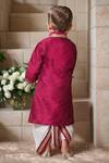 Shop_Petite Pomme_Maroon Silk Embroidery Bloom Crest Kurta And Dhoti Set _at_Aza_Fashions
