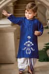 Buy_Petite Pomme_Blue Silk Embroidery Fleur Vine Kurta Set _at_Aza_Fashions
