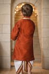 Shop_Arihant Rai Sinha_Orange Silk Embroidery Fleur Vine Kurta And Dhoti Set _at_Aza_Fashions