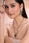 Shop_Nazaakat By Samara Singh_Green Zari, Diamonds Polki And American Necklace Set _Online_at_Aza_Fashions