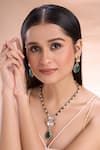 Nazaakat By Samara Singh_Green Zari, Diamonds Polki And American Necklace Set _at_Aza_Fashions