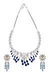 Shop_Nazaakat By Samara Singh_Blue Imitation Diamonds American Necklace Set _at_Aza_Fashions