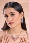 Buy_Nazaakat By Samara Singh_Red Imitation Diamonds American Necklace Set _at_Aza_Fashions