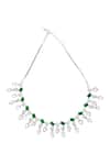 Nazaakat By Samara Singh_Green Imitation Diamonds American Necklace Set _Online_at_Aza_Fashions
