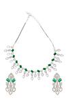 Shop_Nazaakat By Samara Singh_Green Imitation Diamonds American Necklace Set _at_Aza_Fashions