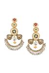 Shop_Nazaakat By Samara Singh_Multi Color Pearls, Stones Gold Plated Earrings _at_Aza_Fashions