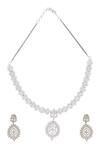 Shop_Nazaakat By Samara Singh_White Imitation Diamonds American Necklace Set _at_Aza_Fashions