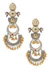 Shop_Nazaakat By Samara Singh_Multi Color Stones Gold Plated Danglers _at_Aza_Fashions
