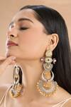Shop_Nazaakat By Samara Singh_Multi Color Stones Gold Plated Danglers _Online_at_Aza_Fashions