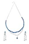 Shop_Nazaakat By Samara Singh_Blue Imitation Diamonds Layered Necklace Set With Earrings _at_Aza_Fashions