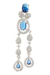Nazaakat By Samara Singh_Blue Imitation Diamonds Layered Necklace Set With Earrings _at_Aza_Fashions