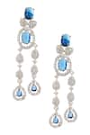 Buy_Nazaakat By Samara Singh_Blue Imitation Diamonds Layered Necklace Set With Earrings 