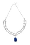 Shop_Nazaakat By Samara Singh_Silver Plated Crystals Double Layered Necklace Set With Maangtikka _Online_at_Aza_Fashions