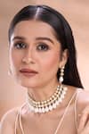 Buy_Nazaakat By Samara Singh_White Zari, Pearls Polki Embellished Choker Necklace Set _at_Aza_Fashions