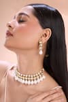 Buy_Nazaakat By Samara Singh_White Zari, Pearls Polki Embellished Choker Necklace Set _Online_at_Aza_Fashions