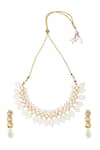 Shop_Nazaakat By Samara Singh_White Zari, Pearls Polki Embellished Choker Necklace Set _at_Aza_Fashions