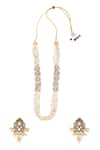 Shop_Nazaakat By Samara Singh_White Zari, Pearls Polki Stone Embellished Necklace Set _at_Aza_Fashions