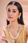 Buy_Nazaakat By Samara Singh_White Zari, Pearls Polki Stone Embellished Necklace Set _at_Aza_Fashions